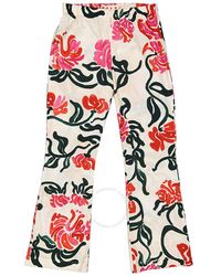 Marni - Floral-print Bootcut Trousers - Lyst