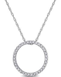 Amour - 1/8 Ct Tw Diamond Circle Pendant With Chain - Lyst