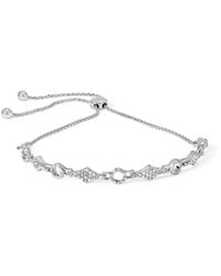 Haus of Brilliance - 925 Sterling 1/2 Cttw Diamond Alternating Circle And Kite Link Adjustable Bolo Bracelet - Lyst