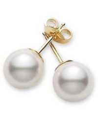 Mikimoto - Akoya Pearl Stud Earrings With 18K 7-7.5Mm A - Lyst