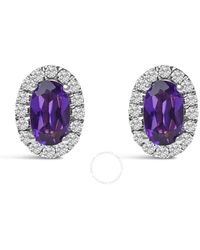 Haus of Brilliance - 10K 5X3 Mm Oval Amethyst And Diamond Halo Stud Earrings (I-J Color, I1-I2 Clarity) - Lyst