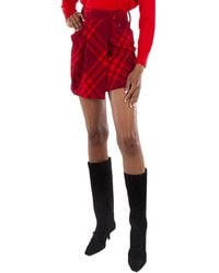 Burberry - Check Pleated Wool Mini Skirt, Brand Size 8 (Us - Lyst