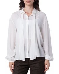 Bally - Cotton Tie-Neck Blouse - Lyst