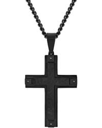 Robert Alton - 03 Ctw Stainless Steel And Forged Carbon Diamond Cross Pendant - Lyst