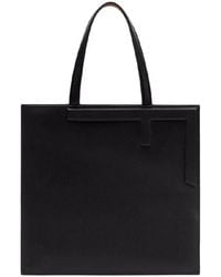 Fendi Flip Shopper Leather Tote in Black | Lyst