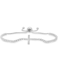 Kylie Harper - Sterling Cubic Zirconia Cz Cross Adjustable Bracelet - Lyst