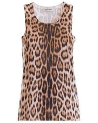 Roberto Cavalli - Leopard-Print Sleeveless Silk Top, Brand Size 40 Us - Lyst