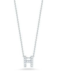 Roberto Coin - 18k White Gold Tiny Treasures Diamond Letter H Pendant - Lyst