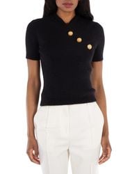 Balmain - Embossed-Button Short-Sleeve T-Shirt - Lyst