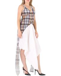 Burberry - Handkerchief-hem Check Plisse Dress, Brand Size 8 (us Size ) - Lyst