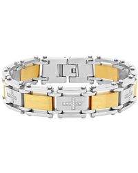 Robert Alton - 1/4Ctw Diamond Stainless Steel With Finish Cross Link Bracelet - Lyst