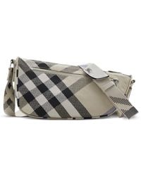 Burberry - Small Shield Checked Pattern Messenger Bag - Lyst