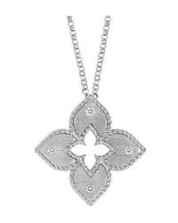 Roberto Coin - Venetian Princess Flower Pendant With Diamonds, 18" - Lyst