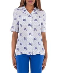 Burberry - Tabi Ekd Monogram Silk Pyjama Shirt, Brand Size 8 Us - Lyst
