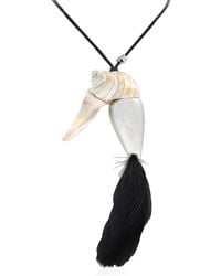 Tory Burch - Natural Feather Bird Pendant Necklace - Lyst