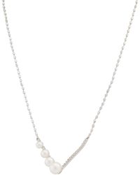 Amour - Freshwater Cultured Pearl And 1/3 Ct Tgw Created Sapphire Necklace - Lyst