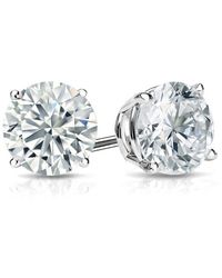 Brilliant Diamond - 1 1/2 Carat Round Lab Grown Diamond Stud Earrings - Lyst