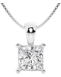 Brilliant Diamond - 3 Carat Princess Lab Grown Diamond Solitaire Pendant - Lyst