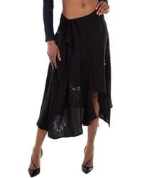 Yohji Yamamoto - Drape & Gather Detail Silk Skirt - Lyst