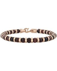 Robert Alton - Stainless Steel With Rose Finish Tigers Eye Bead Bracelet - Lyst