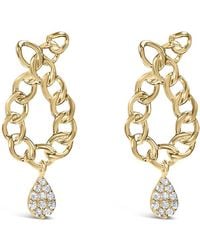 Haus of Brilliance - 14K Plated .925 Sterling 1/10 Cttw Diamond Chain Link Teardrop Dangle Earrings - Lyst
