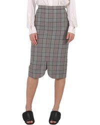 Burberry - Check Wool Scalloped Hem Pencil Skirt, Brand Size 8 (Us - Lyst