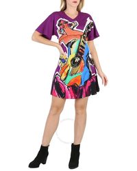 Moschino - Sketches Print Double Stretch Georgette Dress - Lyst