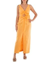 Nanushka - Draped Linen Midi Dress - Lyst