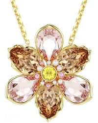 Swarovski - Idyllia-Tone Plated Flower Pendant And Brooch - Lyst
