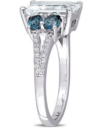 Amour - 4 Ct Tgw Ice Aquamarine And London- Topaz With 1/10 Ct Tw Diamond Ring - Lyst
