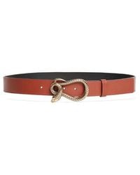Roberto Cavalli - Snake Buckle Leather Belt, Cm - Lyst