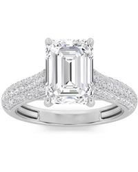 Mure And Co - 1.5Ctw Emerald Shaped Lab Grown Diamond (F/Vs) Hidden Halo Accented Engagement Ring - Lyst