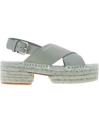 Ferragamo - Leather Platform Espadrille Sandals - Lyst