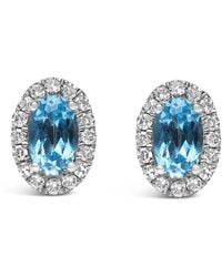 Haus of Brilliance - 10K 5X3 Mm Oval Topaz And Diamond Halo Stud Earrings (I-J Color, I1-I2 Clarity) - Lyst