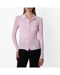 Burberry - Rib Knit Long-Sleeved Shirt - Lyst