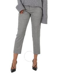 Burberry - Houndstooth Check Wool Cropped Tailored Trousers - Lyst