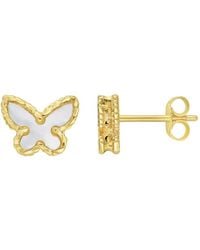 Kylie Harper - Ladies 14K Mother Of Pearl Butterfly Stud Earrings - Lyst