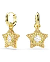 Swarovski - Sublima 18K Plated Star Drop Earrings - Lyst