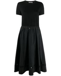 Moncler Black Embroidered Logo Knitted A-line Dress