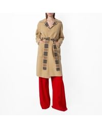 Burberry - Reversible Check Wool Long Car Coat, Brand Size 6 Us - Lyst