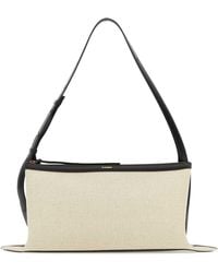 Jil Sander - Two-Tone Canvas And Leather Medium Empire Shoulder Bag - Lyst