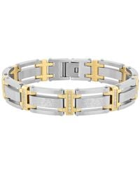 Robert Alton - 49 Ctw Stainless Steel Diamond With Finish Texture Link Bracelet - Lyst