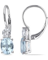 Amour - 3 4/5 Ct Tgw Topaz And Created Sapphire Leverback Earrings - Lyst