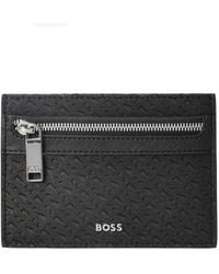 BOSS - Perforated Monogram Motif Daxter Card Holder - Lyst