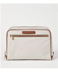Brunello Cucinelli - Cream Linen Canvas Toiletry Bag - Lyst