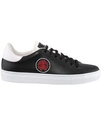 Roberto Cavalli - Vitello Rc Logo Leather Low-Top Sneakers, Brand Size 43 Us - Lyst