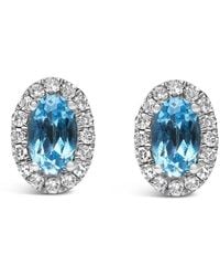 Haus of Brilliance - 10K 5X3 Mm Oval Topaz And Diamond Halo Stud Earrings (I-J Color, I1-I2 Clarity) - Lyst