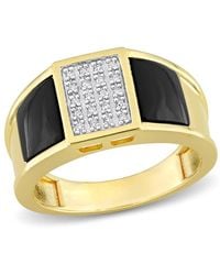 Amour - 2 Ct Tgw Square Onyx And 1/10 Ct Tw Diamond Ring - Lyst