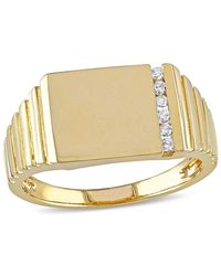 Amour - 1/10 Ct Tw Diamond Signet Ring - Lyst
