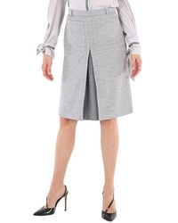 Burberry - Cloud Technical Wool Jersey Box-Pleat Detail A-Line Skirt, Brand Size 2 (Us - Lyst